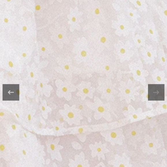 Storia Daisy Tiered Babydoll Dress Puff Sleeves White & Yellow NWT Size Large - Picture 11 of 14